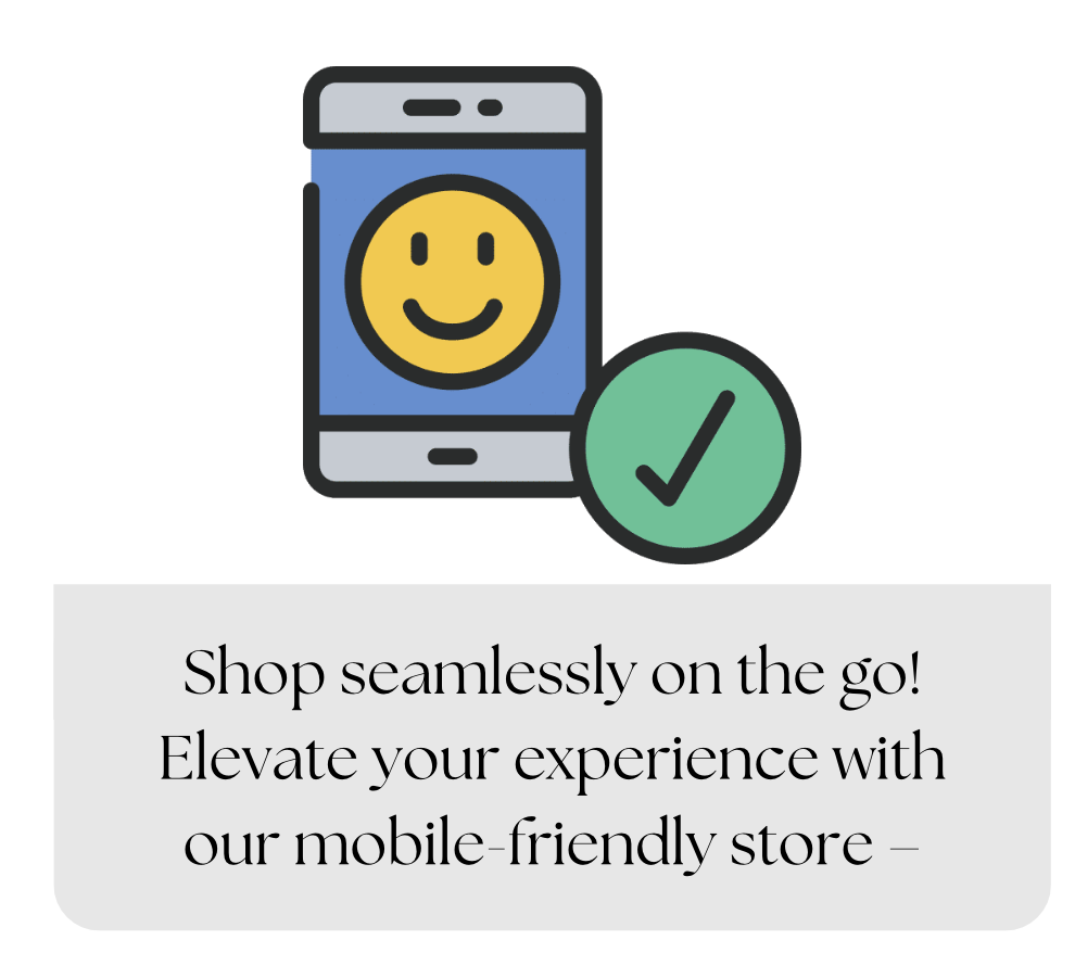 A smiley face on a phone with a tick mark, representing a mobile-friendly store.